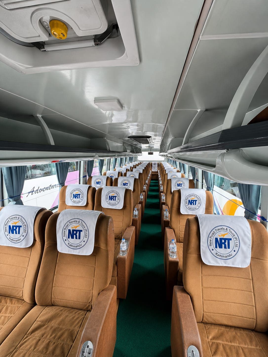 VIP Sofa Bus interior with comfortable reclining seats for the Pokhara to Kathmandu night route