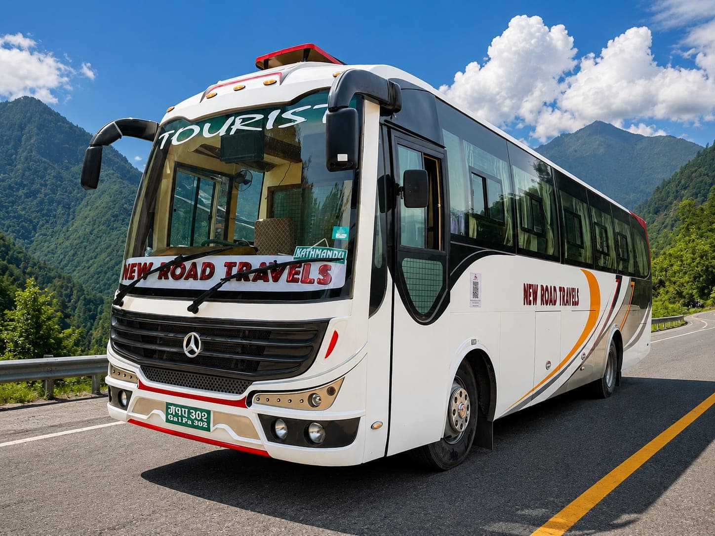 Night Tourist Bus on the Prithvi Highway between Pokhara and Kathmandu